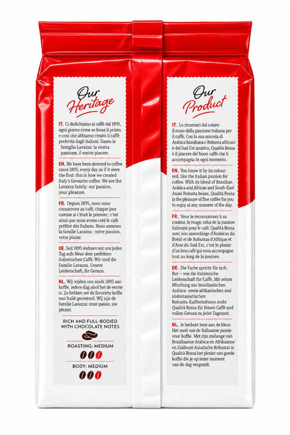 Lavazza Qualità Rossa 250g ground coffee back packaging