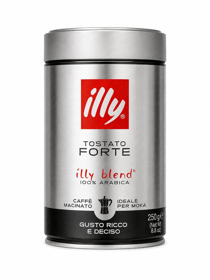 قهوة illy Tostato Forte مطحونة 250 جم مناسبة للموكا بوت