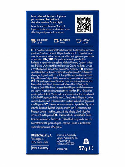 Lavazza Crema e Gusto coffee capsules packaging back