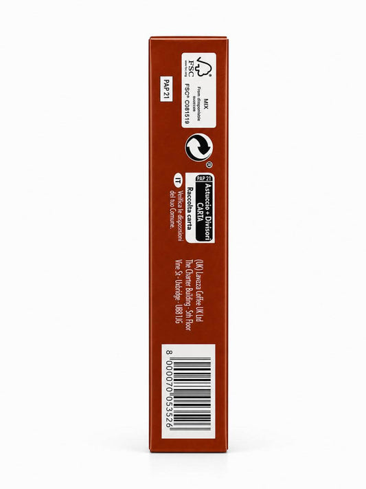 Lavazza Qualità Rossa Nespresso Original compatible capsules side packaging
