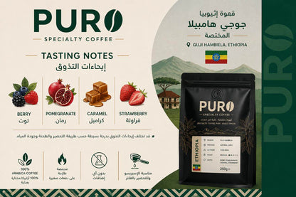 Ethiopia Guji Hambela tasting notes: Cashew, Chocolate, Raspberry and Strawberry